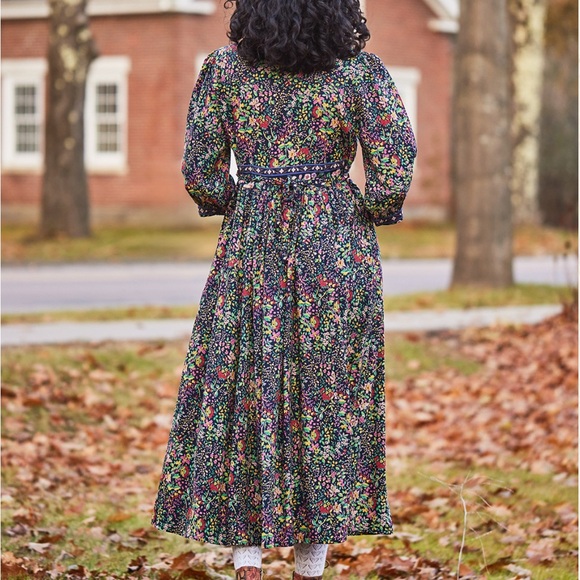 April Cornell NEW Darjeeling Dress Floral Maxi Navy SZ XL - Picture 3 of 7